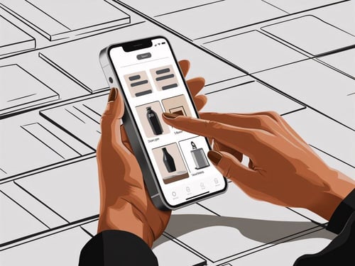 Interface d'achat mobile reflétant l'avenir des tendances du commerce électronique.
